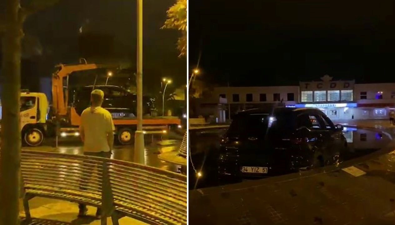 alkollu surucunun navigasyonla sinavi sus havuzuna girdi jp8POWAI